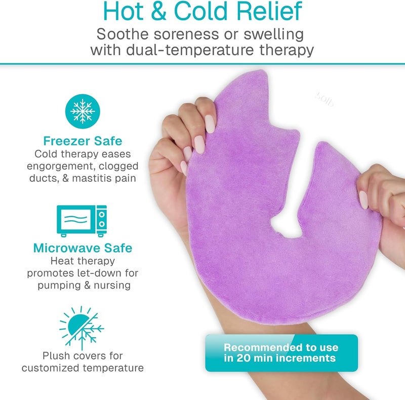 Arctic Flex Breast Ice Packs - Hot & Cold Therapy, Surgery Recovery Supplies - Heating & Cooling Gel Pad for Breastfeeding, Engorgement, Mastitis Relief, Sore Nipples, Lactation (Purple) - Image 3